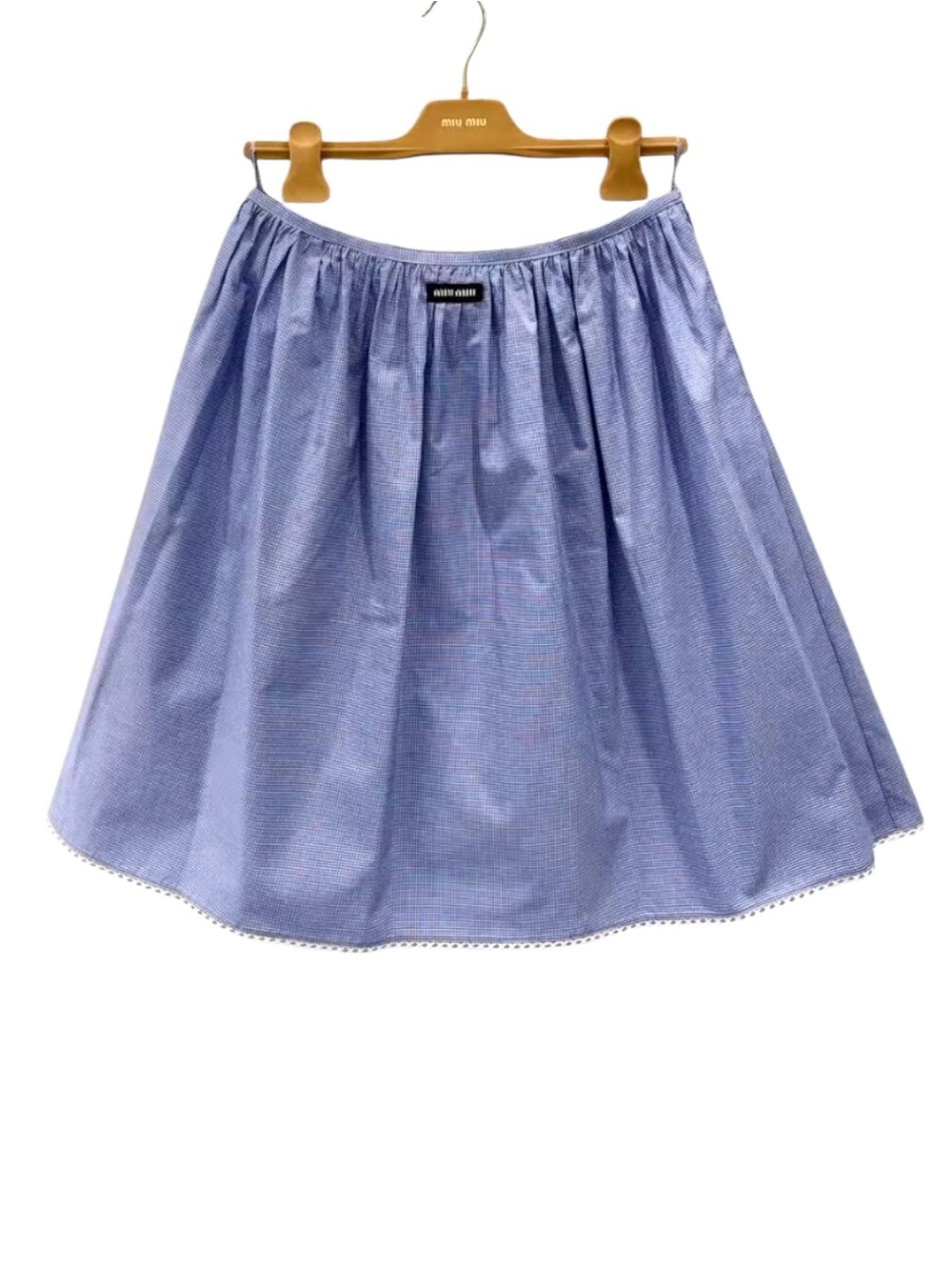 Miu Miu Cotton Gingham Midi Skirt It36 - Picture 4 of 6
